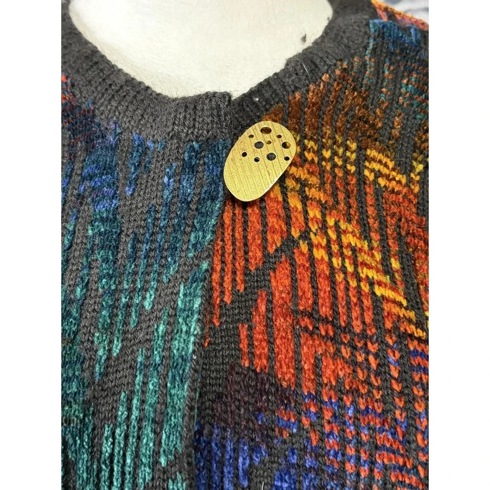 Vintage McG Designs Cardigan Sweater Womens M Multicolor Geometric Button Knit